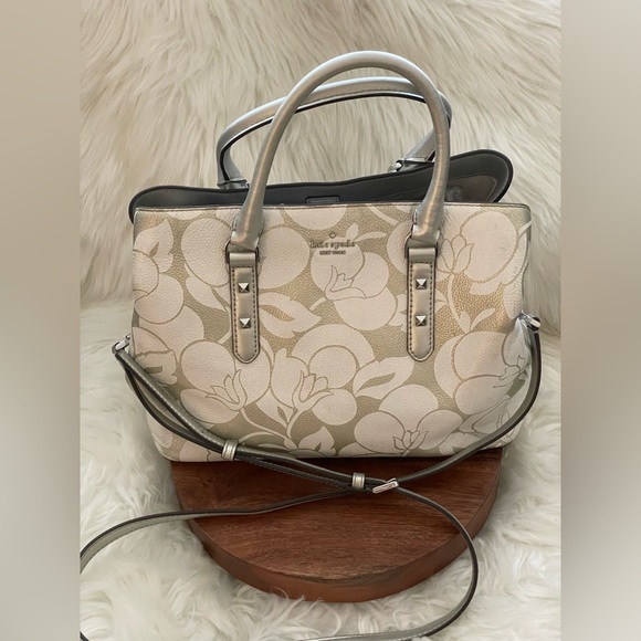 KATE SPADE Larchmont Avenue Breezy Floral Evangeline Satchel w/Crossbody Strap - Picture 1 of 7
